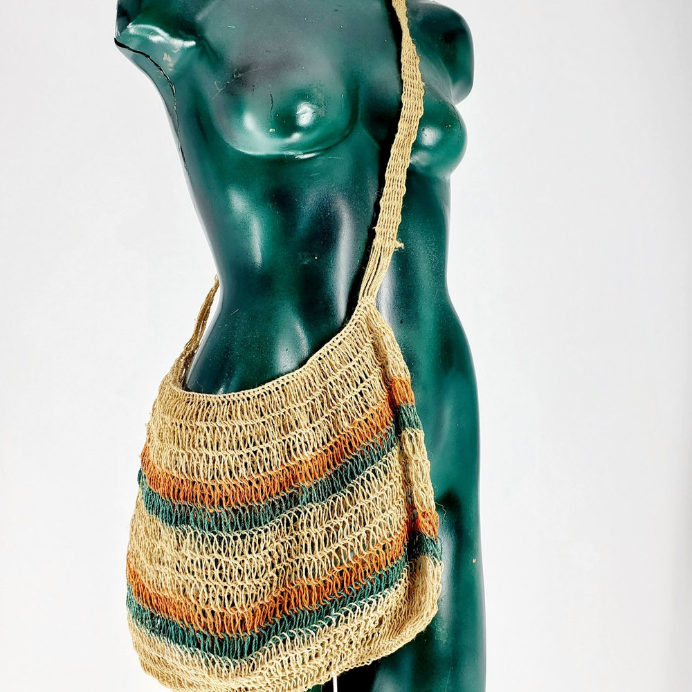 Rare Vintage  Authentic Hand Woven Crossbody Satchel Bag Purse Vegan Boho